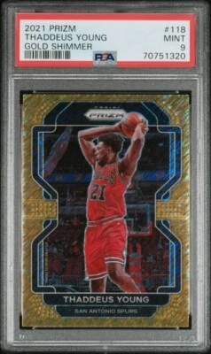 2021-22 Panini Prizm Thaddeus Young #118 Oro Brillo/10 Spurs PSA 9 POP 2 Foto 1 de 2