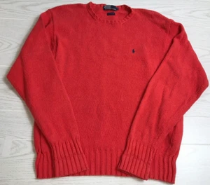 Vintage 90s Polo Ralph Lauren Crew Neck Sweater Mens XL Salmon Red Ribbed Lower - Picture 1 of 8