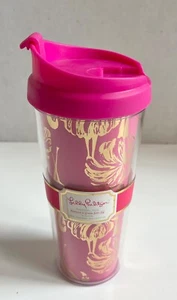 LILLY PULITZER Thermal Gimme Some Leg NWT 16oz Pink Gold Tumbler - Picture 1 of 5