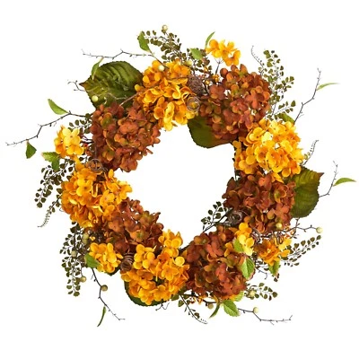 24” Fall Hydrangea Artificial Autumn Wreath - Image 1 of 4