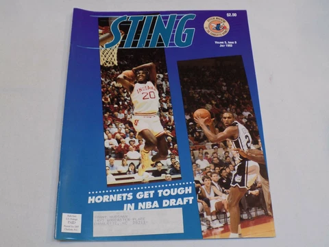 Charlotte Hornets Sting Magazine July 1993 Greg Graham Scott Burrell Hugo Poster Cover