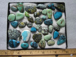 COLLECTION OF RARE GENUINE NEW LANDER & THE BATTLE MOUNTAIN BLUE GEM TURQUOISE - Picture 1 of 21