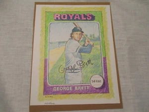 "1975 George Brett Rookie Card" Drawing by Stephen Scott Silvers-One-of-a-Kind - Picture 1 of 3