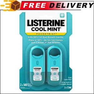 2-Pack Listerine Pocketmist Cool Mint Oral Care Mist to Get Rid Of Bad Breath - Picture 1 of 10