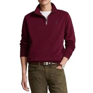 Ralph Lauren 100% Algodón Borgoña Granate Cuarto Cremallera Suéter - Imagen 1 de 3