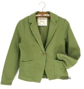 Anthropologie Cartonnier Olive Green One Button Blazer SZ 4 Elbow Patch Jacket - Picture 1 of 9