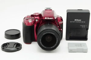 [MINT] Nikon D5300 Red 24.2 MP+AF-P DX 18-55mm f/3.5-5.6G VR Lens From JAPAN - Picture 1 of 12