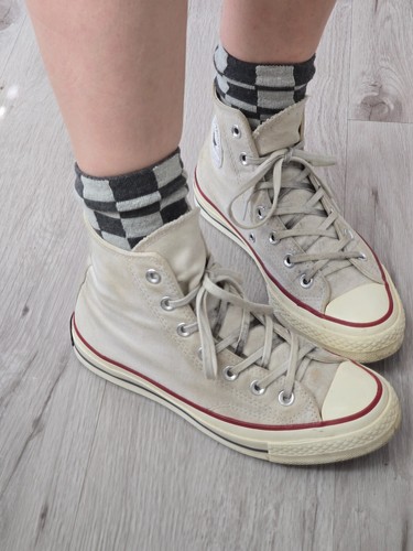 Converse Sneakers alte Chuck 70 in tela bianca monocromatica grunge WMS 7