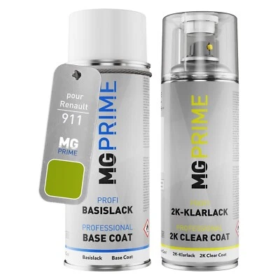 MG PRIME Peinture voiture kit bombe aérosol 2C pour Renault 911 Vert Borneo Metallic