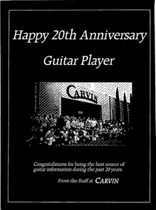 VINTAGE 1987 GUITAR PLAYER 20TH ANNIVERSARY CARVIN EMPLOYEES PRINT AD - Picture 1 of 1