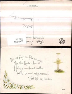 258544,Ostern Kreuz Krone Wiese Blüten Text Spruch - Picture 1 of 1