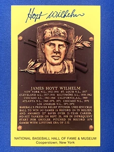 Hoyt Wilhelm Autographed National Baseball HOF Plaque Postcard NY Giants - Picture 1 of 2