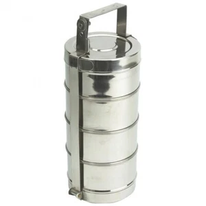 Tiffin Lunch Box Stainless Steel Indian Stackable SIZE 9X4 Food Storag - Picture 1 of 4