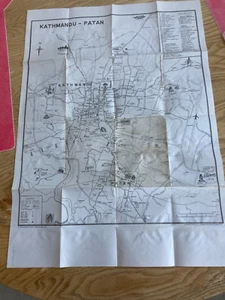 Kathmandu RETRO VINTAGE MAP CHART 50/70cm some toning and splitting at seams - Picture 1 of 17