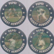 RICKEY HENDERSON COMPLETE 1991 PEPSI COL 4 PIECE  HOLOGRAM DISC SET