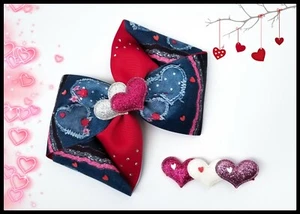 VALENTINE'S DAY HAIRBOW, Handmade Girls Hair Bows, Hair Bow Alligator Clip - Picture 1 of 9