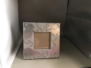 Silver Picture Frame 7x7 Monkey Elephant Giraffe Silver Nursery Children’s Room - Picture 1 of 8