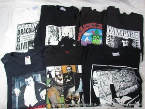 LOT 7 Vintage T-SHIRTS TEE SZ XL VAMPIRES, DRACULA, BELA LUGOSI, CHRISTOPHER LEE - Picture 1 of 9
