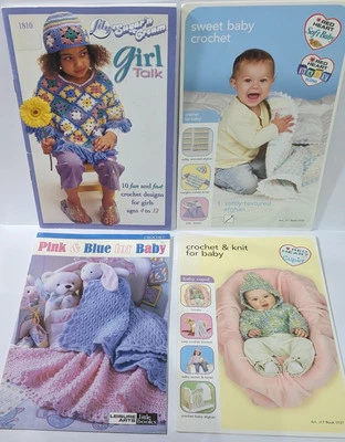 Lot of 4 Crochet Knit Children Kids Babies Blanket Shawl Sweet Designs Booklets - Image 1 of 4