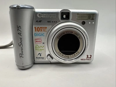 Canon PowerShot A75 Digital Camera 3.2MP 3X Optical Zoom 32 MH HS Card and Case - Image 1 of 4