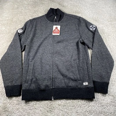 Chaqueta Roots 73 Para Hombre Mediana Cremallera Completa Gris Cuello Bordado Forrado en Vellón Nueva con Etiquetas Foto 1 de 4