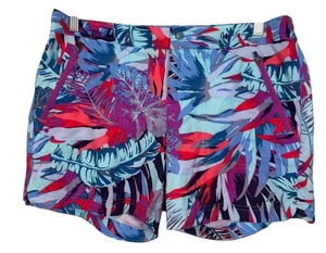 Title Nine Rouge Short Size 8 Tropical Colorful Zip Pocket Spandex Nimblene Swim - Picture 1 of 14