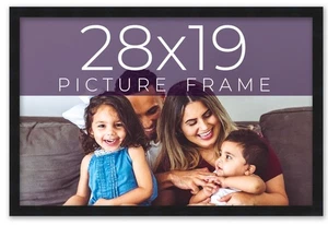 28x19 Frame Black Real Wood Picture Frame Width 0.75 inches | Interior Frame Dep - Picture 1 of 10