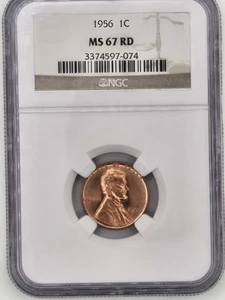 1956 1C MS67 RD NGC - Lincoln Cent - Wheat Penny Reverse - Picture 1 of 6
