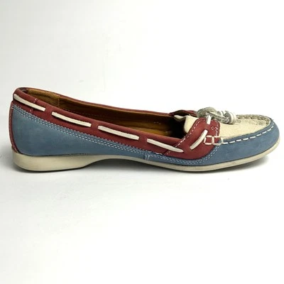 Sebago Boat Shoes Leather Loafers Slip On Casual Blue Red Women's Size7.5 - Image 1 of 4