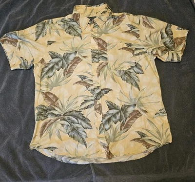 Camisa abotonada con estampado de hojas hawaianas talla XL de David Taylor Collection para hombre Foto 1 de 4