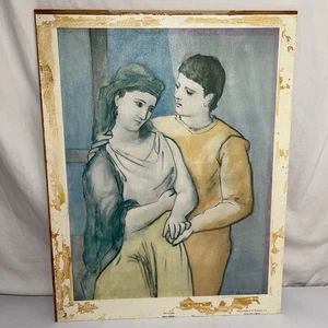 Pablo Picasso 1923 "The Lovers" Wood Canvas 60'-80's reproduction Print Vintage - Picture 1 of 15