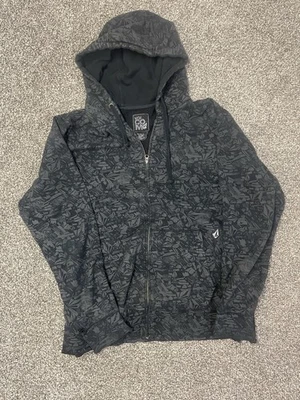 Толстовка с капюшоном мужская на молнии Volcom большая черная с графическим принтом флисовая с подкладкой - Изображение 1 из 4