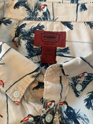Foundry Supply Co Young Men’s Size 4XL T S/S Button down Shirt Tropical Palm - Image 1 of 4