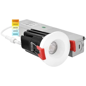 Luxrite 1 Inch LED Recessed Lighting with J-Box 7W 5CCT 500 Lumens Wet Rated - Picture 1 of 7