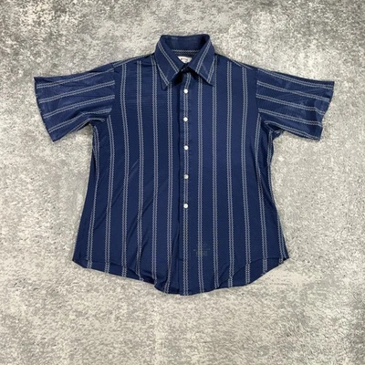 Camisa Enro De Colección Para Hombre Grande 16 Rayas Manga Corta Abotonada Discoteca Años 70 Fiesta Foto 1 de 4