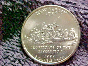 1999 P NEW JERSEY STATE QUARTER FROM RESTRICED ROLL - Picture 1 of 2