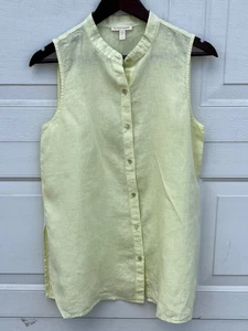EILEEN FISHER Damen 100% Leinen Ärmel ohne Knopfleiste gelb XS/TP - Bild 1 von 5