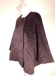 CO COLLECTION Women's Black Damask Bracelet Length Sleeve Wool Coat Sz M ($595) - Picture 1 of 6