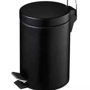 PACK DE 2 CONTENEDORES PEDAL ABATIBLE PEQUEÑO BAÑO ACERO ACABADO NEGRO MATE 3 LITROS - Imagen 1 de 2