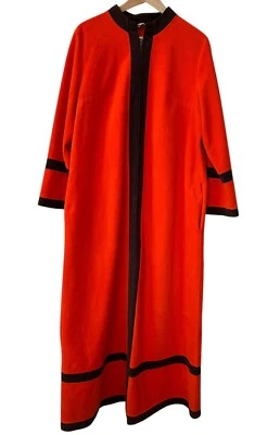 VTG Robe Dress 1970s Vanity Fair Orange Brown Flannel Modern Size Large Mod Cool - Image 1 of 4