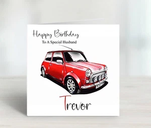 Personalised Birthday Card Mini Sports Car Boys Mens Teenager Son Grandson - Picture 1 of 1