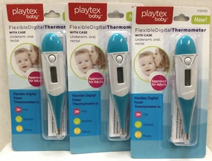 Playtex Baby Flexible Digital Thermometer w/ Case White & Blue, 3 Pack - Picture 1 of 3