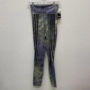Adidas Womens XS Training Running Leggings Pants Feel Brilliant FL9251 3 Stripe - Picture 1 of 7