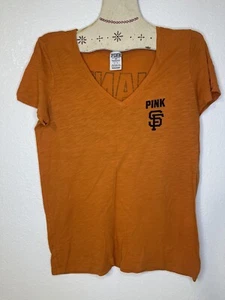 Women’s San Francisco Giants T Shirt Victoria Secret Pink Tee Size Small V Neck - Picture 1 of 5