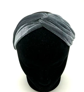 Women's Headband Head Scarf Boho Grey Velvet Fabric Elasticised with Twist New - Picture 1 of 5