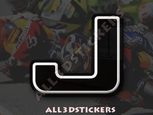 3D Stickers Resin Domed LETTER J - Color Black - 25 mm(1 inch) Adhesive Decal - Imagen 1 de 1