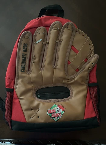 Reds Heads Cincinnati Reds Baseball Glove Backpack Kids Black/Red New! Cover