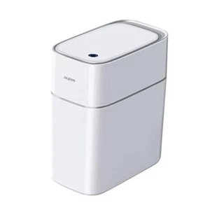 Trash Can with Lid Automatic Garbage Can, 3.8 Gallon Slim Small White Big lid - Picture 1 of 7