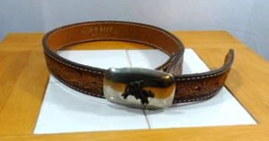 3D Belt Company Western Belt Kids Size 24 Brown Genuine Leather Silver Buckle - Picture 1 of 3