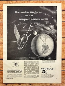 1960 Douglas Satelliten Vintage Print Werbung Notruf Telefon Service - Bild 1 von 6